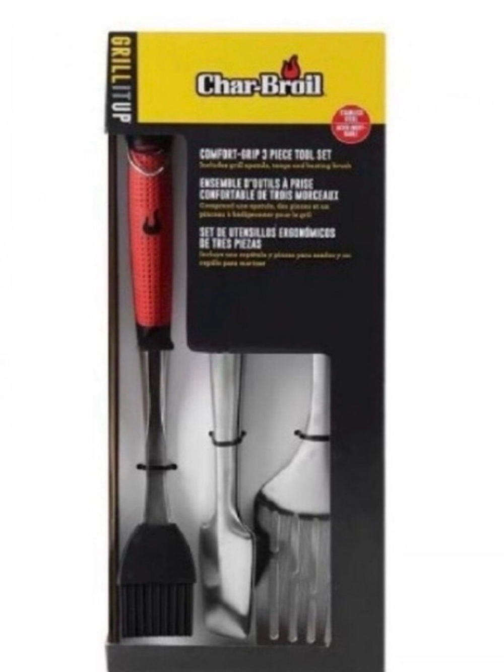 🩷 New “Retired” Char-Broil 3-Piece BBQ Comfort Grip Tool Set - Picture 1 of 4